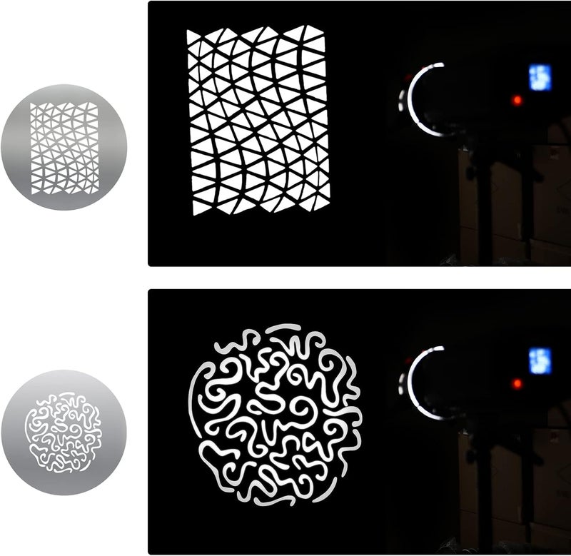 soonpho 12-Pcs Round GOBO Kit, 66mm Metal Plate with Different Patterns Works with Spotlight Attachment and OT1 Pro II III Optical Snoot to Create Different Lighting Effects - Image 5